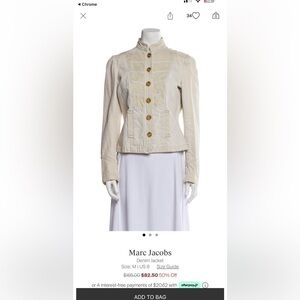 MARC JACOBS military style light neutral denim jacket